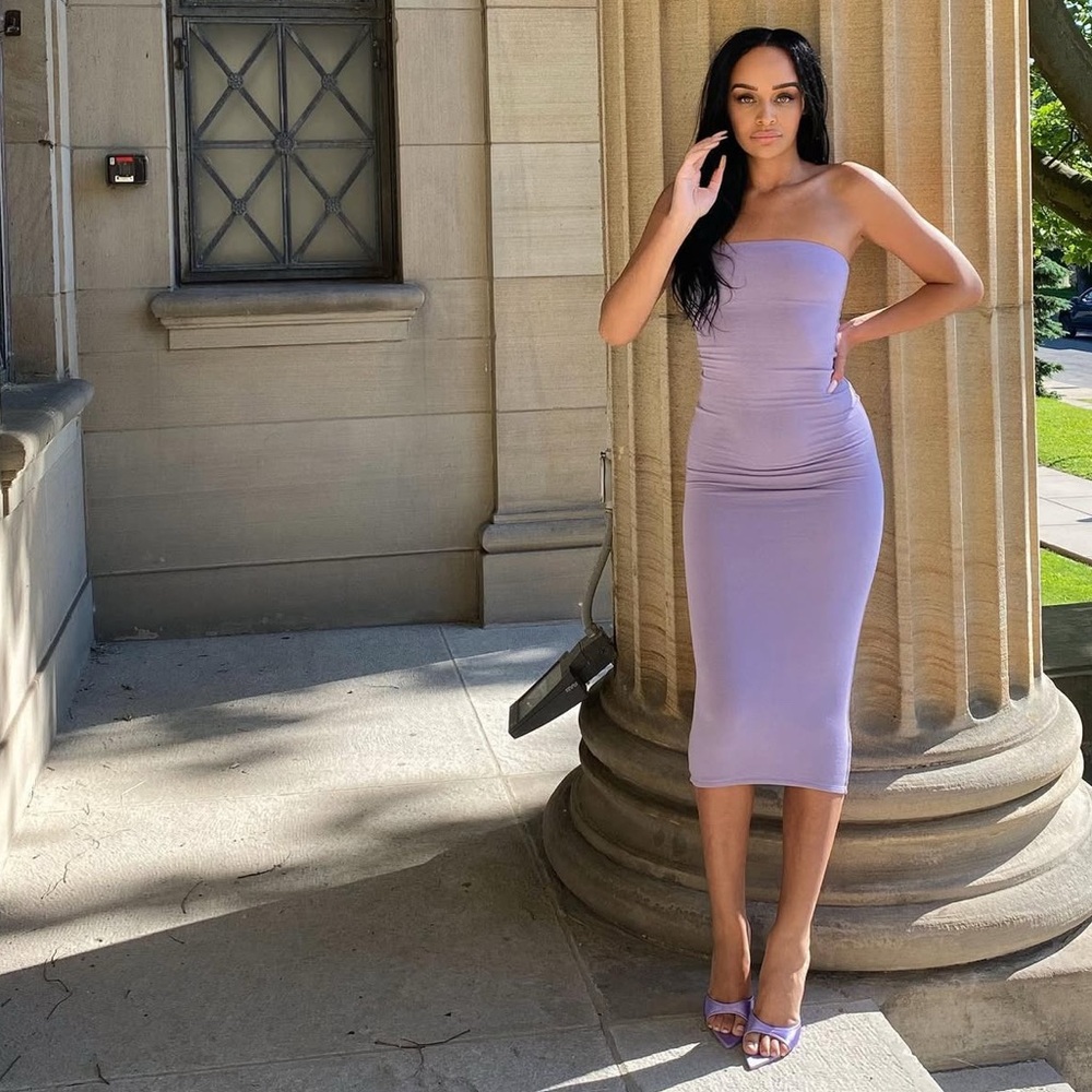 Naked Wardrobe Lavender Strapless Dress